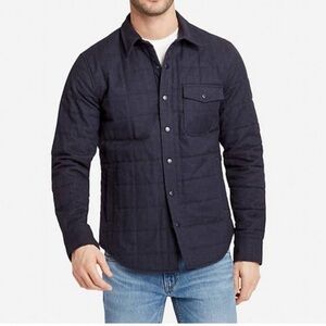 BONOBOS Men's Quilted Shirt Jacket Standard Fit Snap Front Navy Size Medium